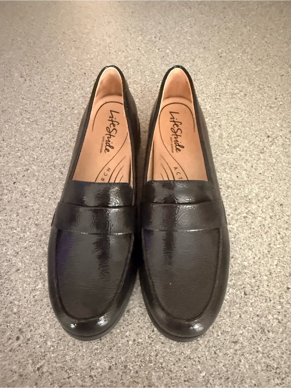 Life Stride Black Patent Slip-On Loafers